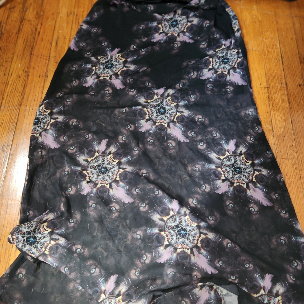 Iron Fist High Waist Black and Purple Maxi Skirt